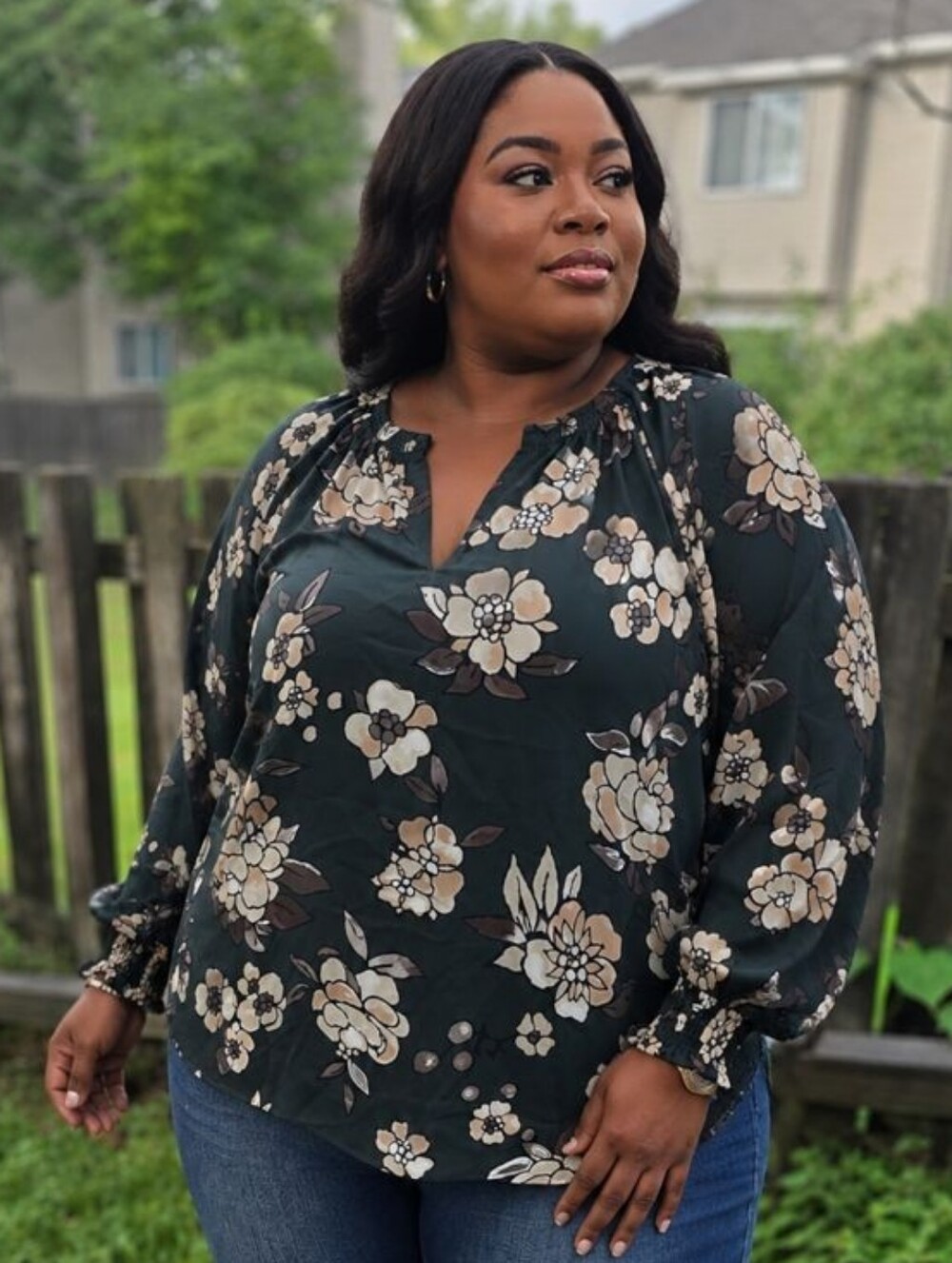 Ann Taylor Black Floral Peasant Blouse